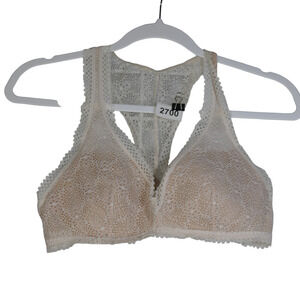 Victoria’s Secret Bralette Women Large Ivory Lace Lightly Padded Wireless Bra